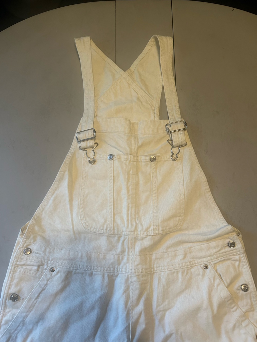 Classic White Women's Denim Overalls with Adjustable Straps